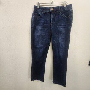 Democracy AB Technology Dark Blue Skinny Ankle Cropped Raw Hem Jeans Size 8
